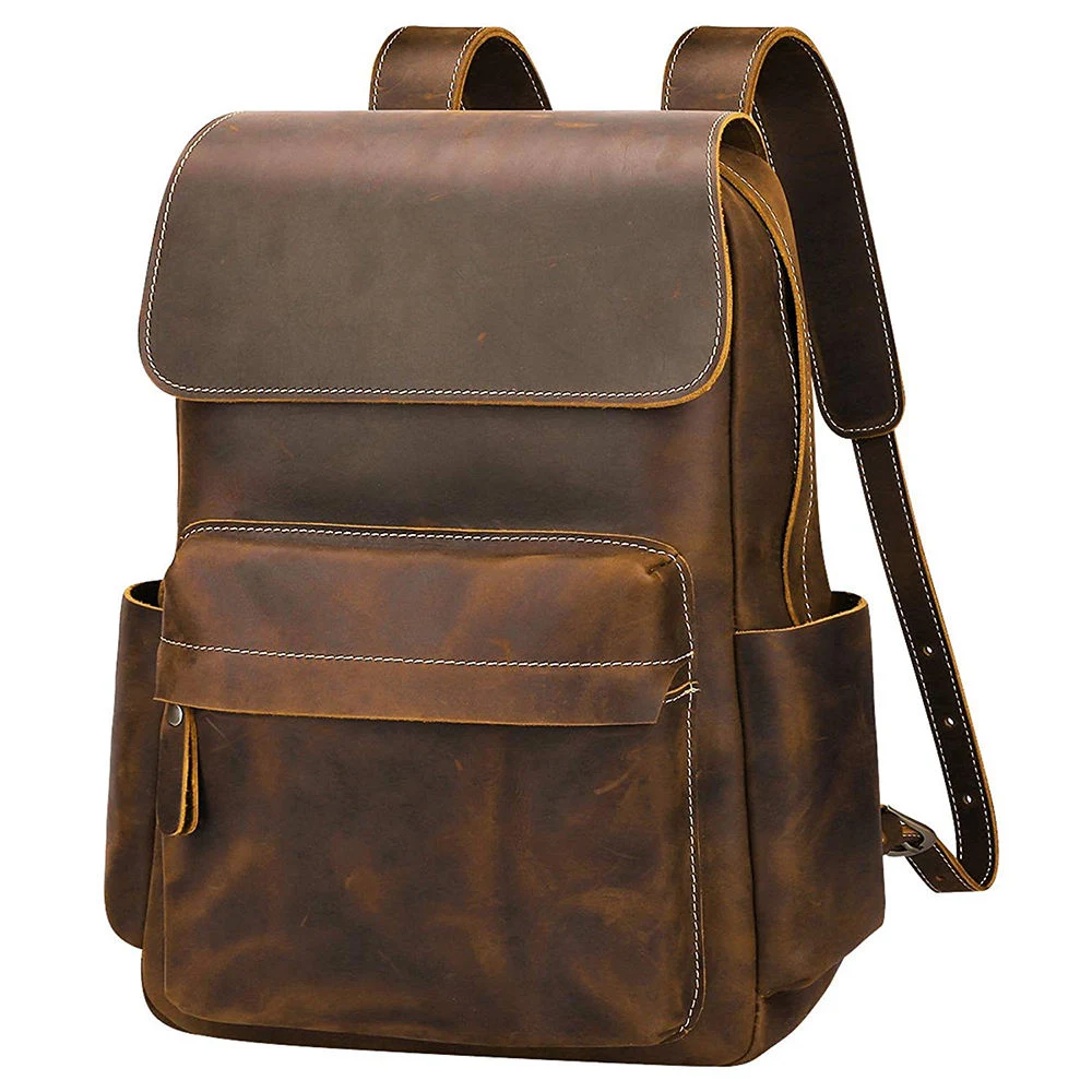 Genuine Leather Laptop Waterproof Backpack
