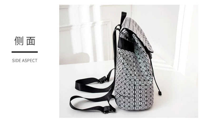 Fashion Geometric Rhombus PU Leather Outdoor Waterproof Backpack