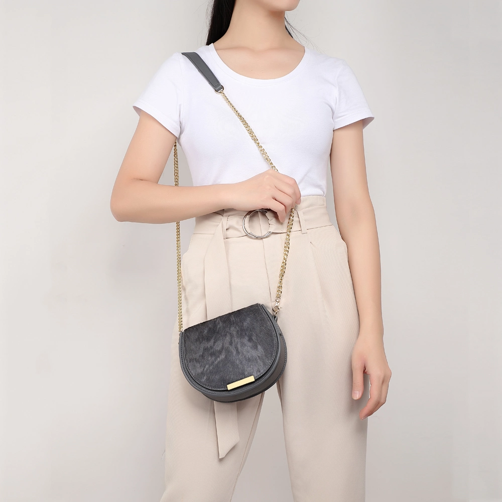 One Shoulder Crossbody Bag Horse Hair with Napa Ladies High Quality Ladies Leather Shoulder Bag Gd-04