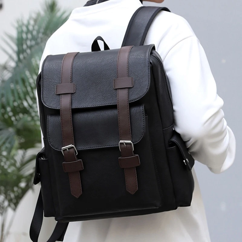 Custom Logo Laptop Schoolbag Male Business Bag Multi-Function Mens Genuine Leather Backpack