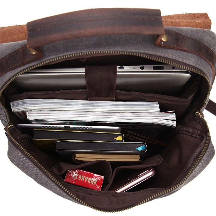 Ga52 Travel Rucksack Laptop Purse Women Fashion Big Book School Bag Backpacks Men Genuine Leather Vintage Canvas Backpack