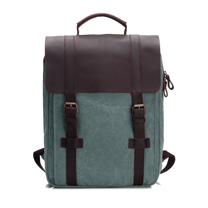 Ga52 Travel Rucksack Laptop Purse Women Fashion Big Book School Bag Backpacks Men Genuine Leather Vintage Canvas Backpack