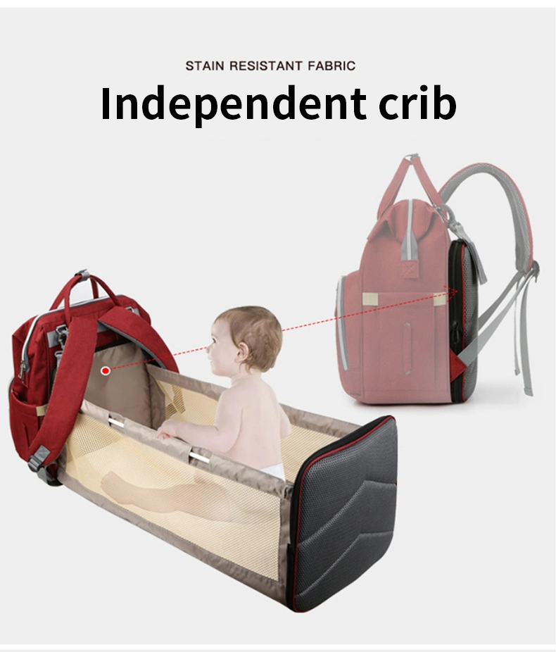 Folding Mommy Bag Lightweight Portable Folding Crib Bed Large-Capacity Baby Backpack Female Mommy Outting Bag Mummy Bag