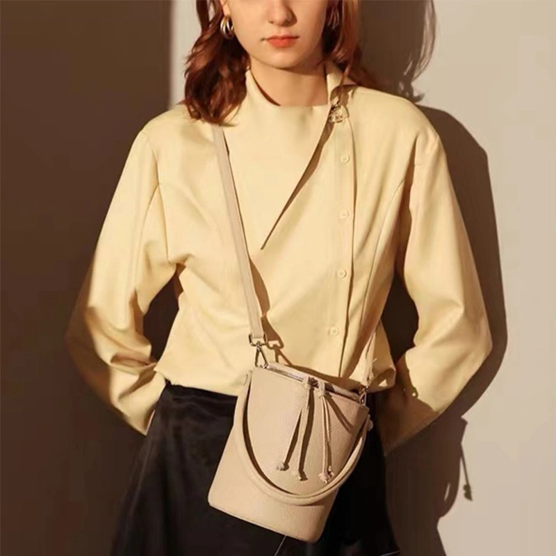 Emg6722 Hand Luxury White Shoulder Women Crossbody Designer Bags Custom Real Leather Bucket Bag
