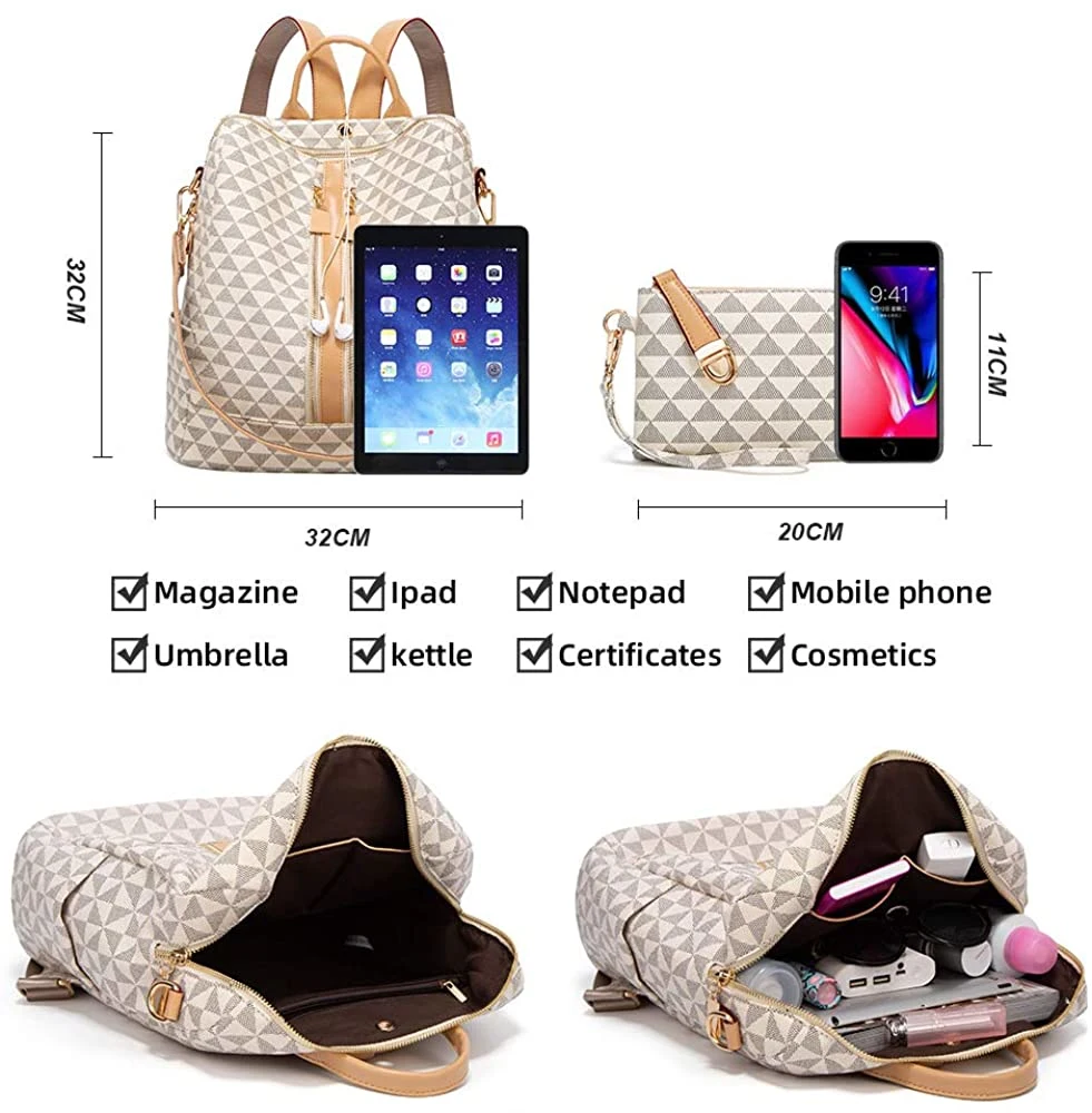 Fashion PU Leather Bag Design Convertible Satchel Bag Travel Backpack Handbag and Purse Women Backpack