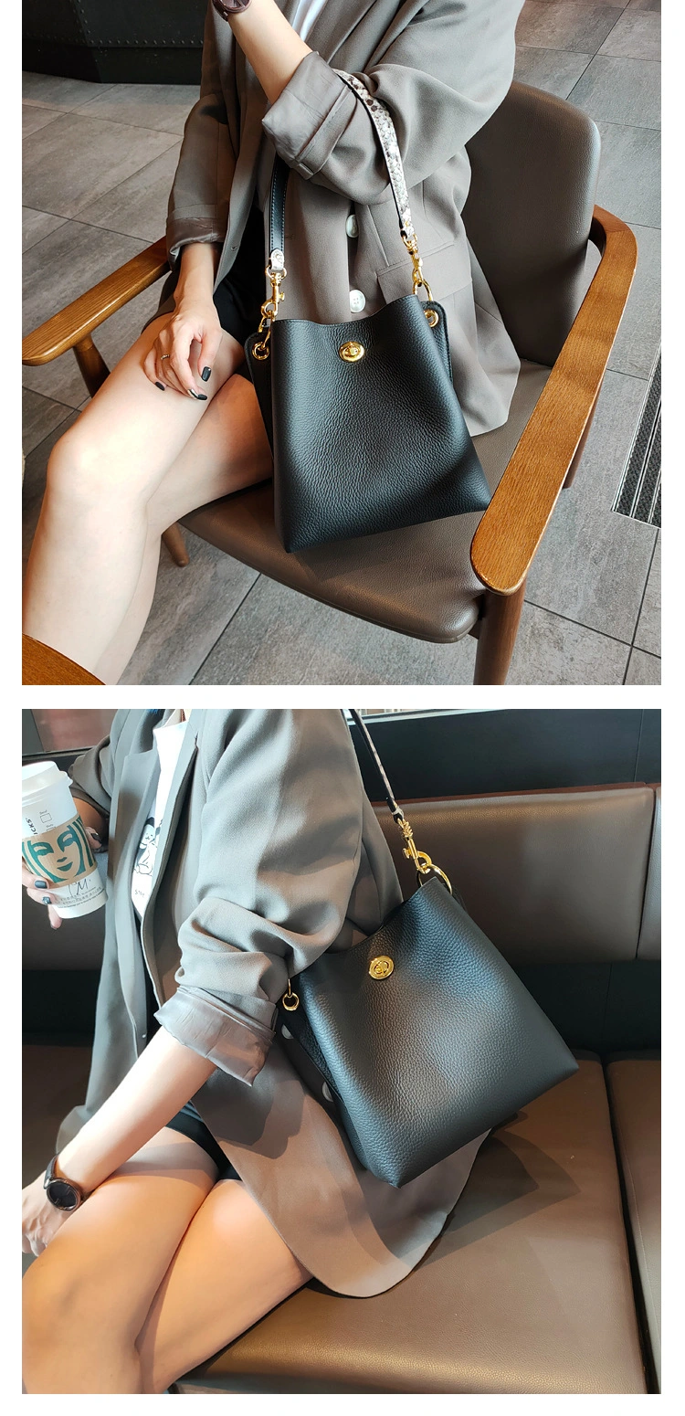 Emg6507 Women Luxury Leather Bag Crossbody Custom Designer Real Genuine Shoulder Fashion Bucket Handbag