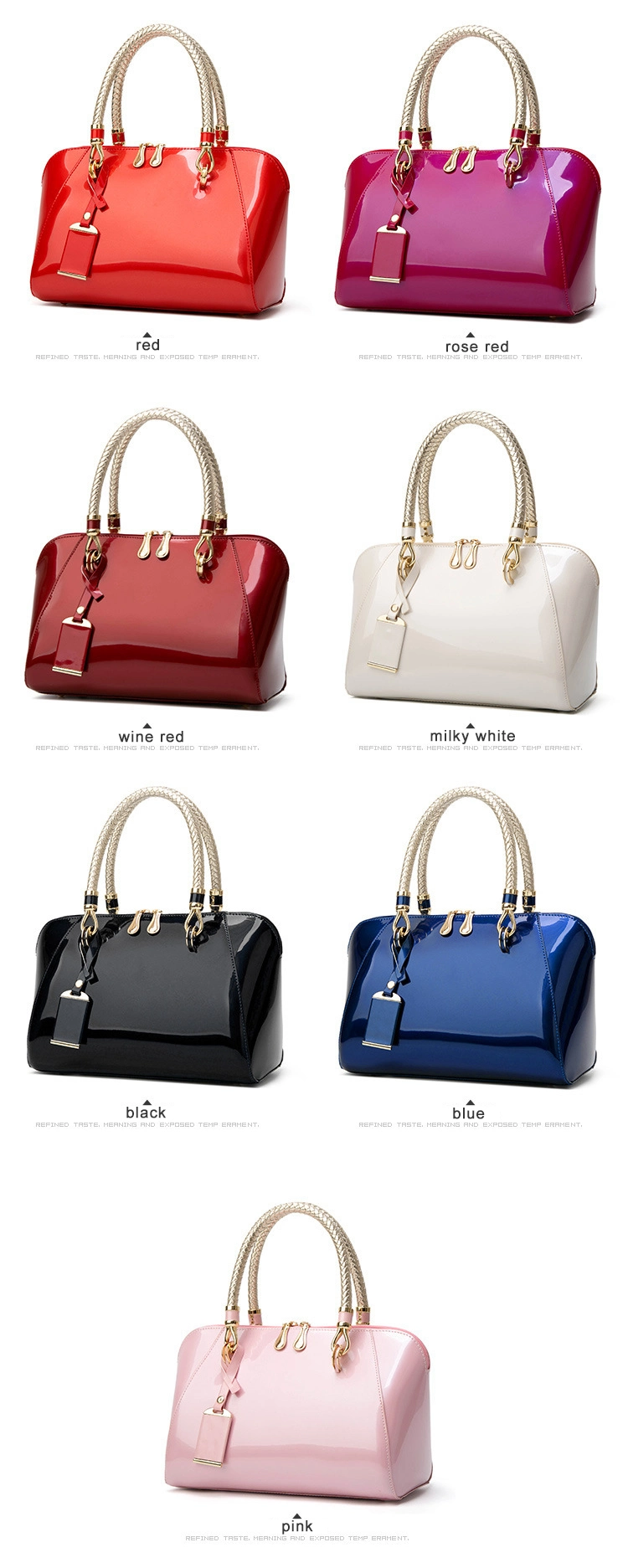 Fashion Bright PU Leather Crossbody Bag High Quality Luxury Mirror Handbag for Lady, Teen, Ol