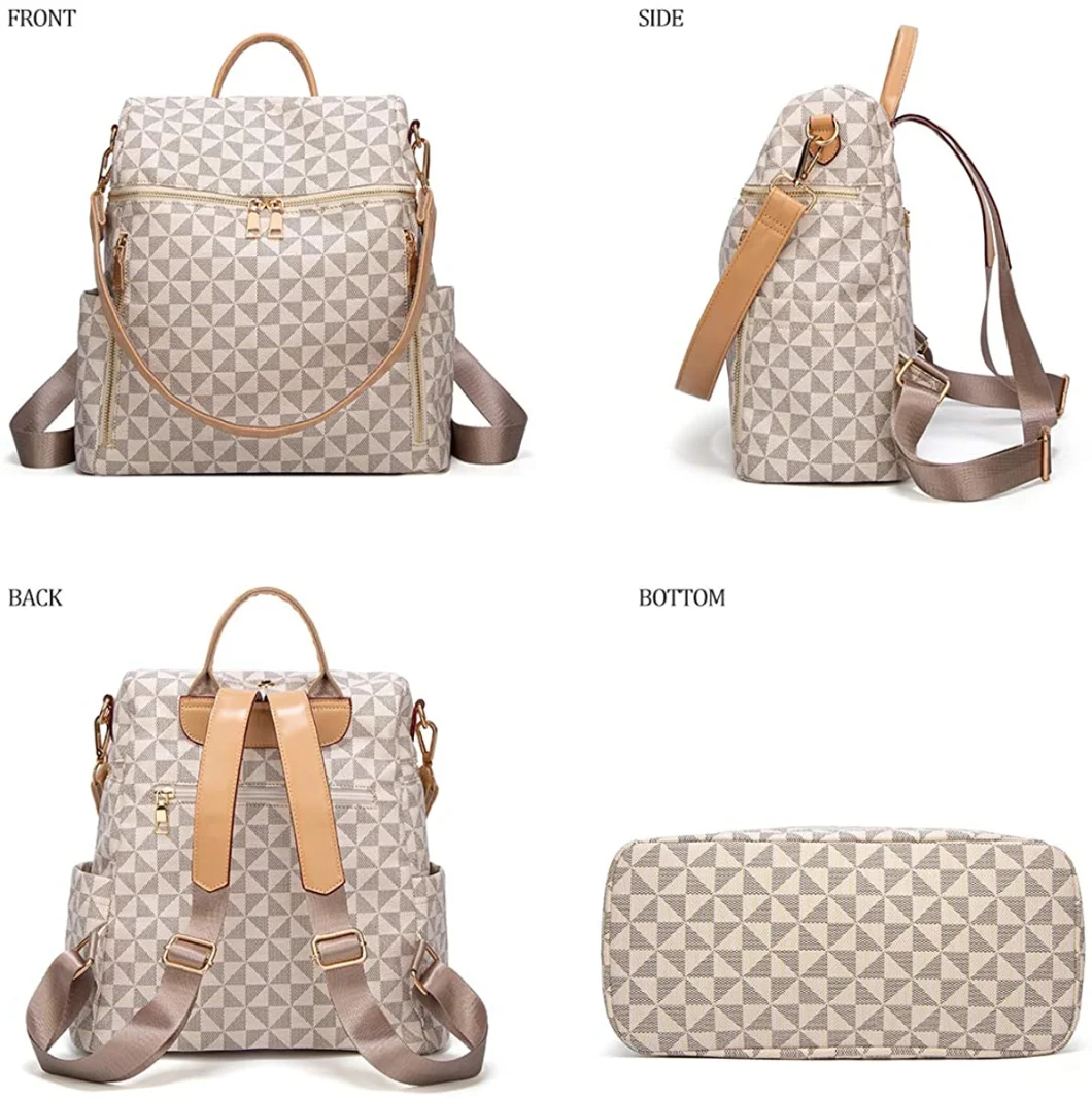 Fashion PU Leather Bag Design Convertible Satchel Bag Travel Backpack Handbag and Purse Women Backpack