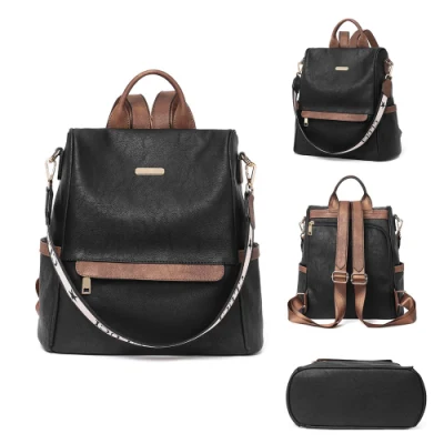 2023 Wholesale PU Leather Backpack Women Students School Bags Large Backpacks